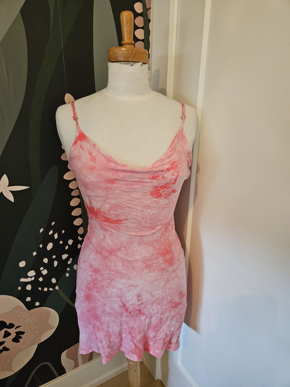 Pink Tie-Dye Slip Dress